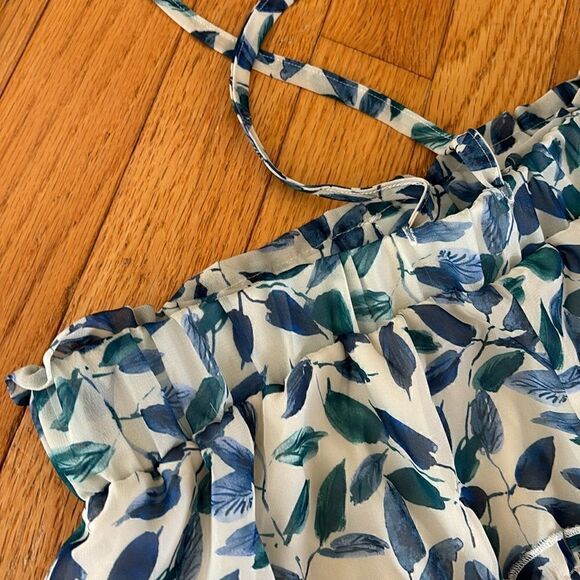 Kendall + Kylie Tropical Indigo‎ Blue Floral Ruffle sheer Shorts Size Small - Picture 7 of 9